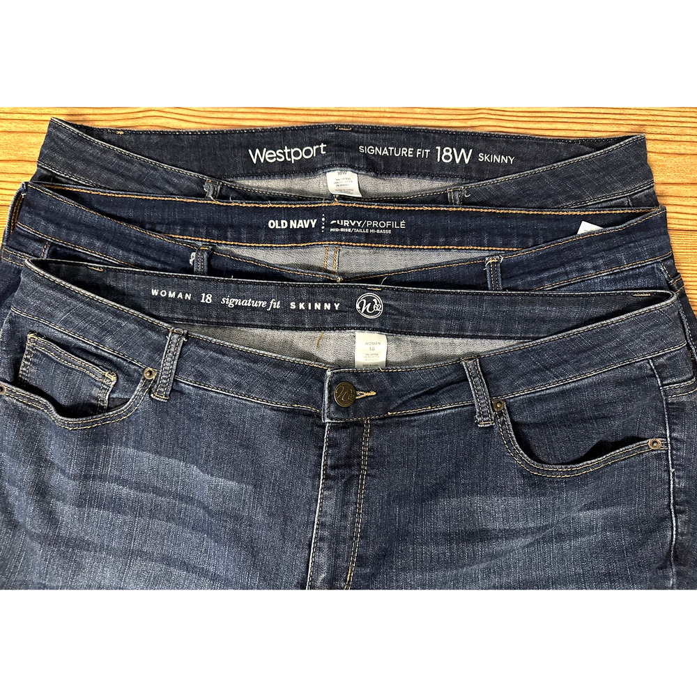 Lot of 3 - Dress Barn Westport & Old Navy Skinny Jeans - Plus Size 18/18W